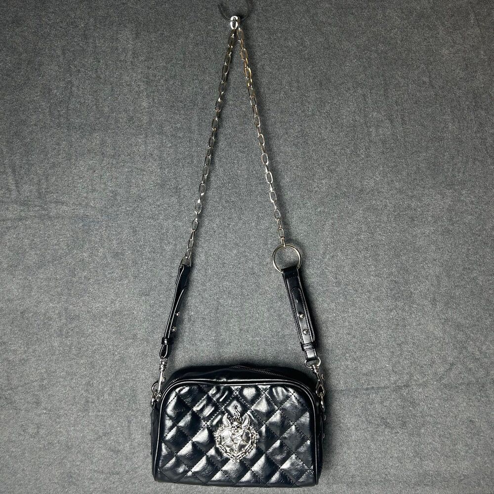 Killstar Crossbody Purse Sacred Heart Pentagram Black Faux Leather